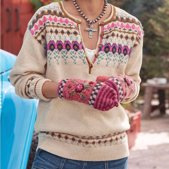 Innis Fair Isle cotton blend sweater. New with tags from Sundance. - Picture 2 of 8